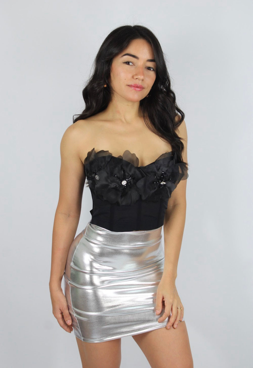 Silver Sky Skirt Leather