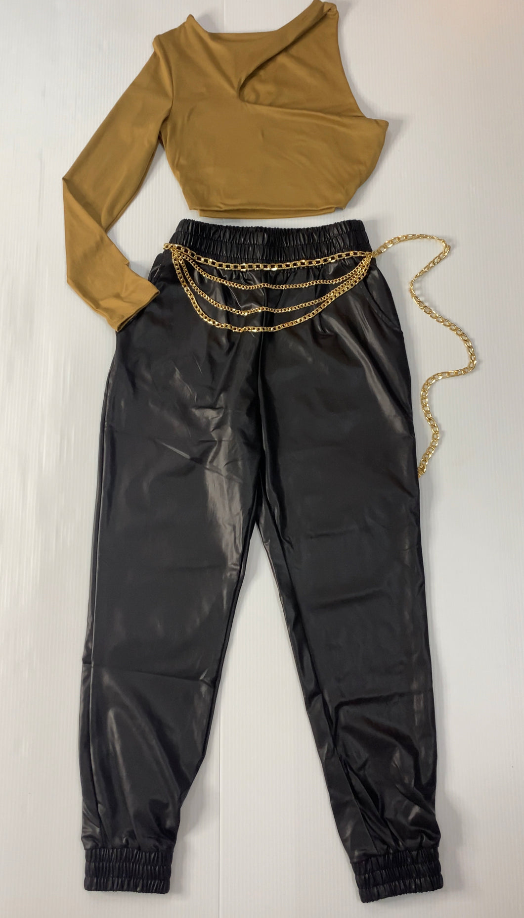 Leather jogger pant